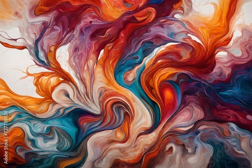 A mesmerizing image featuring the smooth blend of colorful liquids on a contemporary canvas, enhanced by artistic flower motifs against a clean background