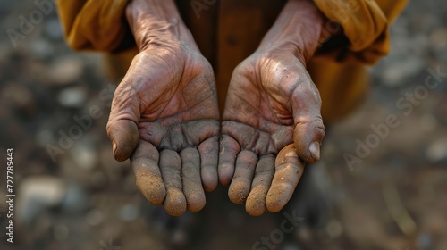 hands of beggar begging for money