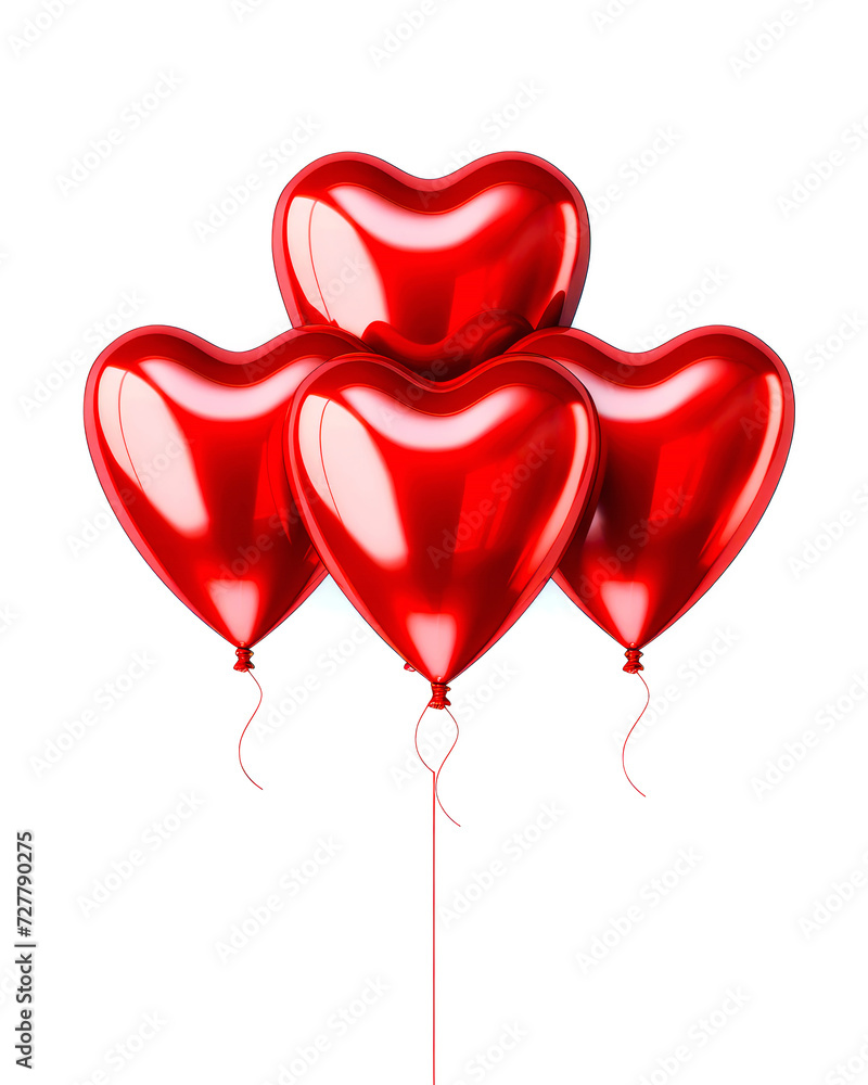 A heart balloon bouquet on white background. Valentine's day design.