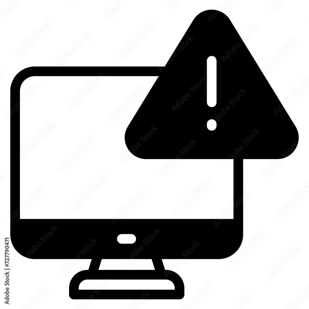 computer with exclmation mark icon computer with exclmation mark icon