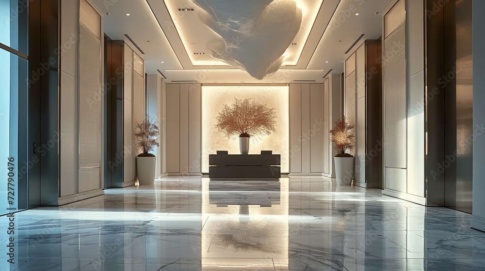 Fototapeta premium A lobby interior design, Elegant. Generative AI.