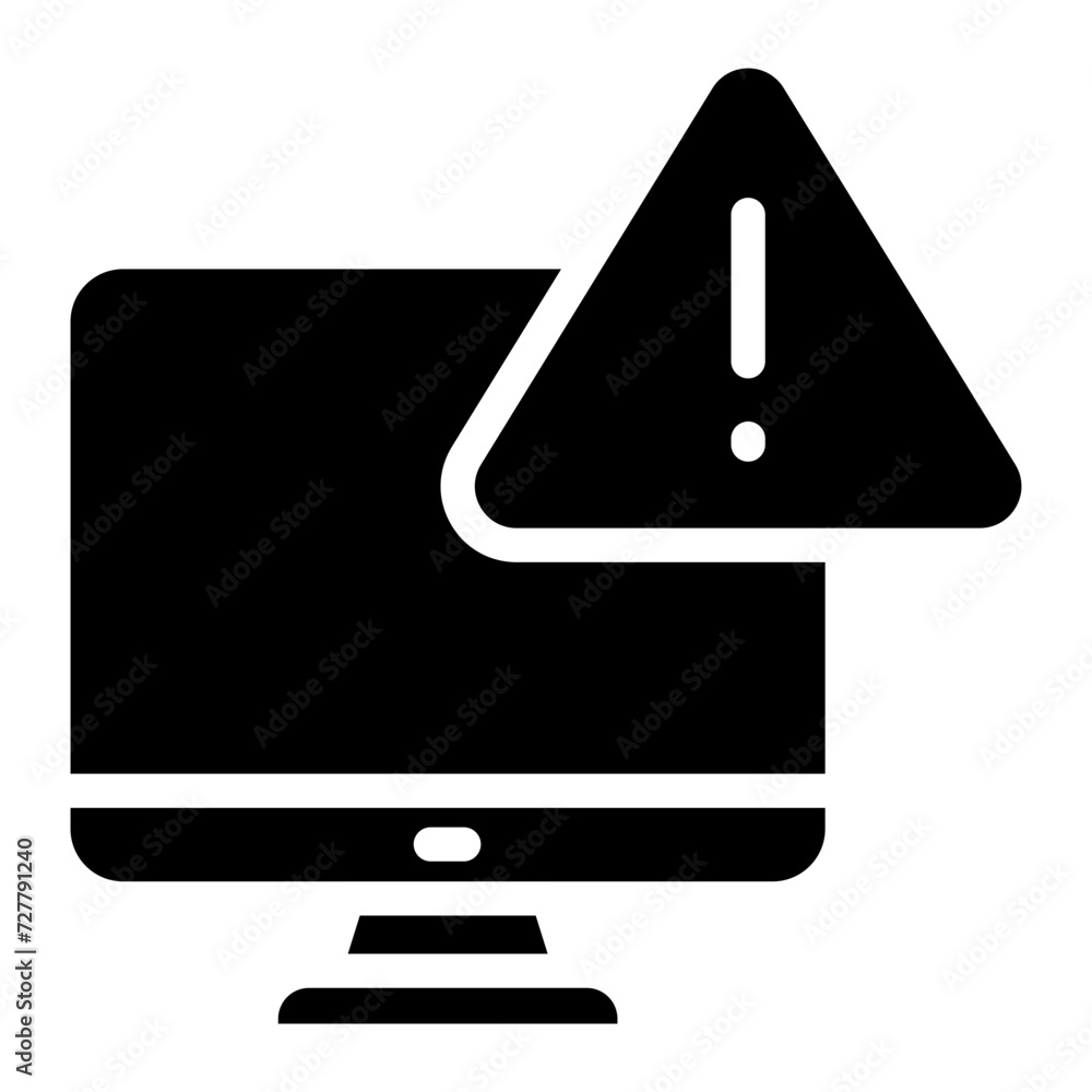 computer with exclmation mark icon computer with exclmation mark icon