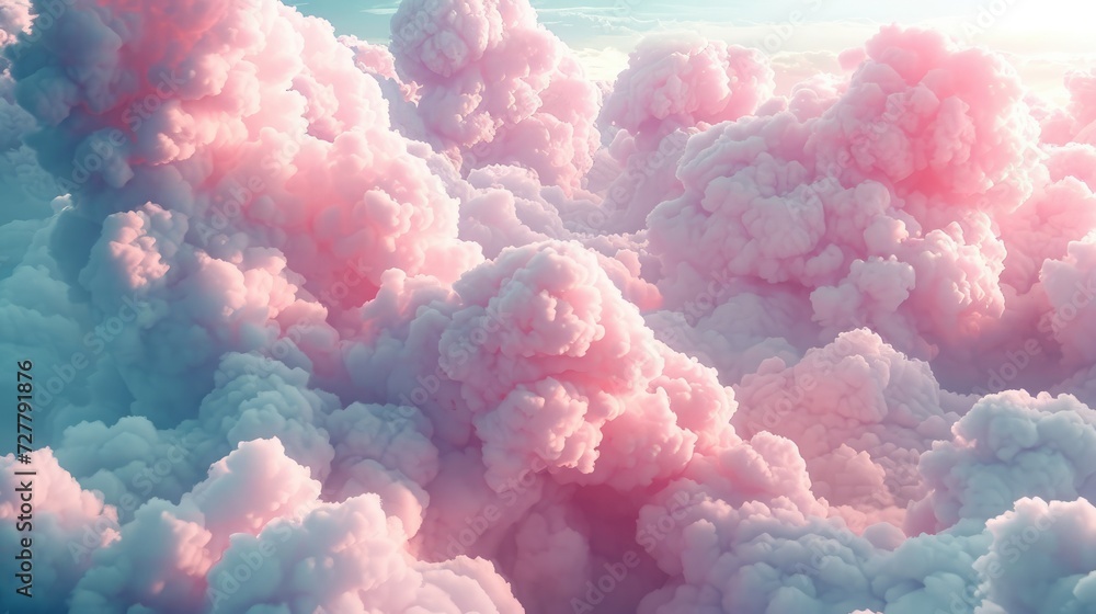 Cotton Candy Cloud Background. Generative AI.