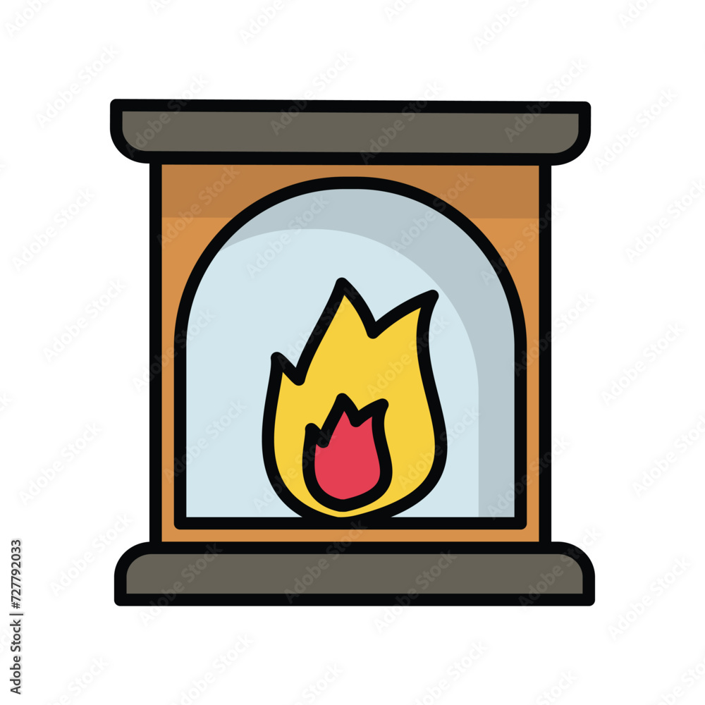 fireplace icon with white background vector stock illustration fireplace icon with white background vector stock illustration