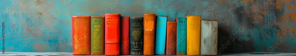 Fototapeta premium Row of Books on Table