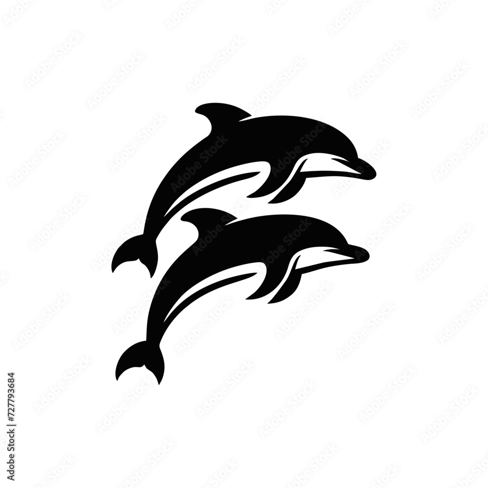 Fototapeta premium Twin Dolphin Jumping Logo