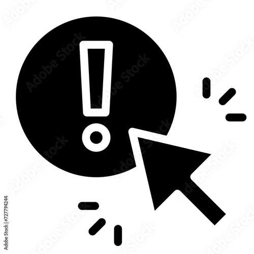 exclamation sign and hand cursor icon