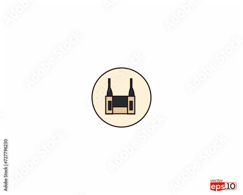 Wine Box Vector Icon. Stylish Design for Elegant Bottles of Fine Wine, Perfect for Premium Packaging and Celebratory Occasions photo