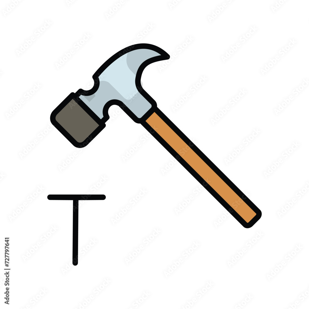 hammer and nail icon with white background vector stock illustration hammer and nail icon with white background vector stock illustration