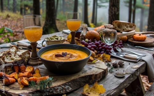 Autumn Picnic with Pumpkin Soup