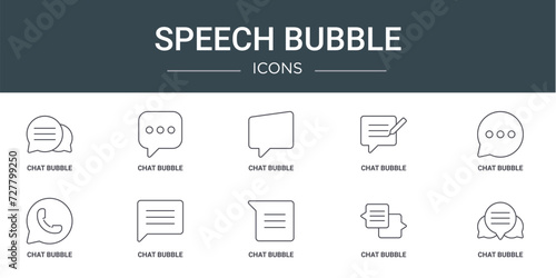 set of 10 outline web speech bubble icons such as chat bubble, chat bubble, chat vector icons for report, presentation, diagram, web design, mobile app
