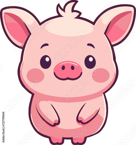 Cute little pig illustration isolated on transparent background svg, cute cartoon clipart for nursery, children's book, party, kid-friendly character, baby shower, birthday, whimsical style, drawing