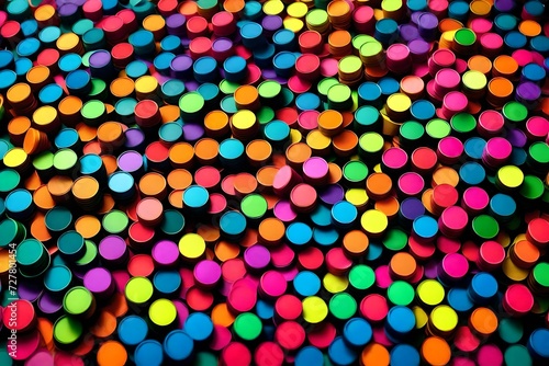 A realistic HD image of a colorful minimalistic illustration featuring a collection of highlighters in various bright colors