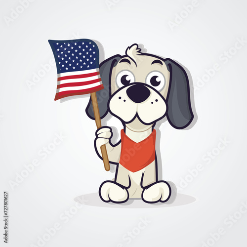 A dog with american flag vector eps digital art illustration