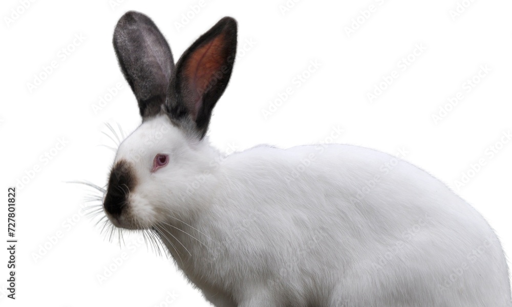 Fototapeta premium A lovely cute Californian rabbit, isolated on white background