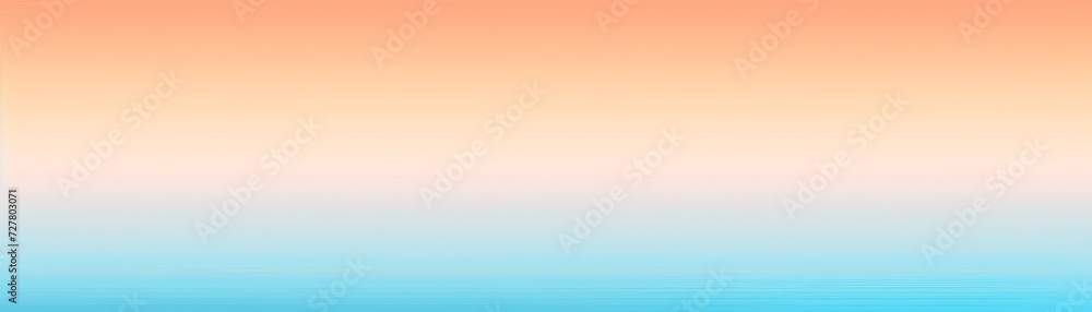 Panoramic clean gradient background, combination of sea green, light ocean, pink peach color with linear gradient background on horizontal frame. Retro vintage style. copy space