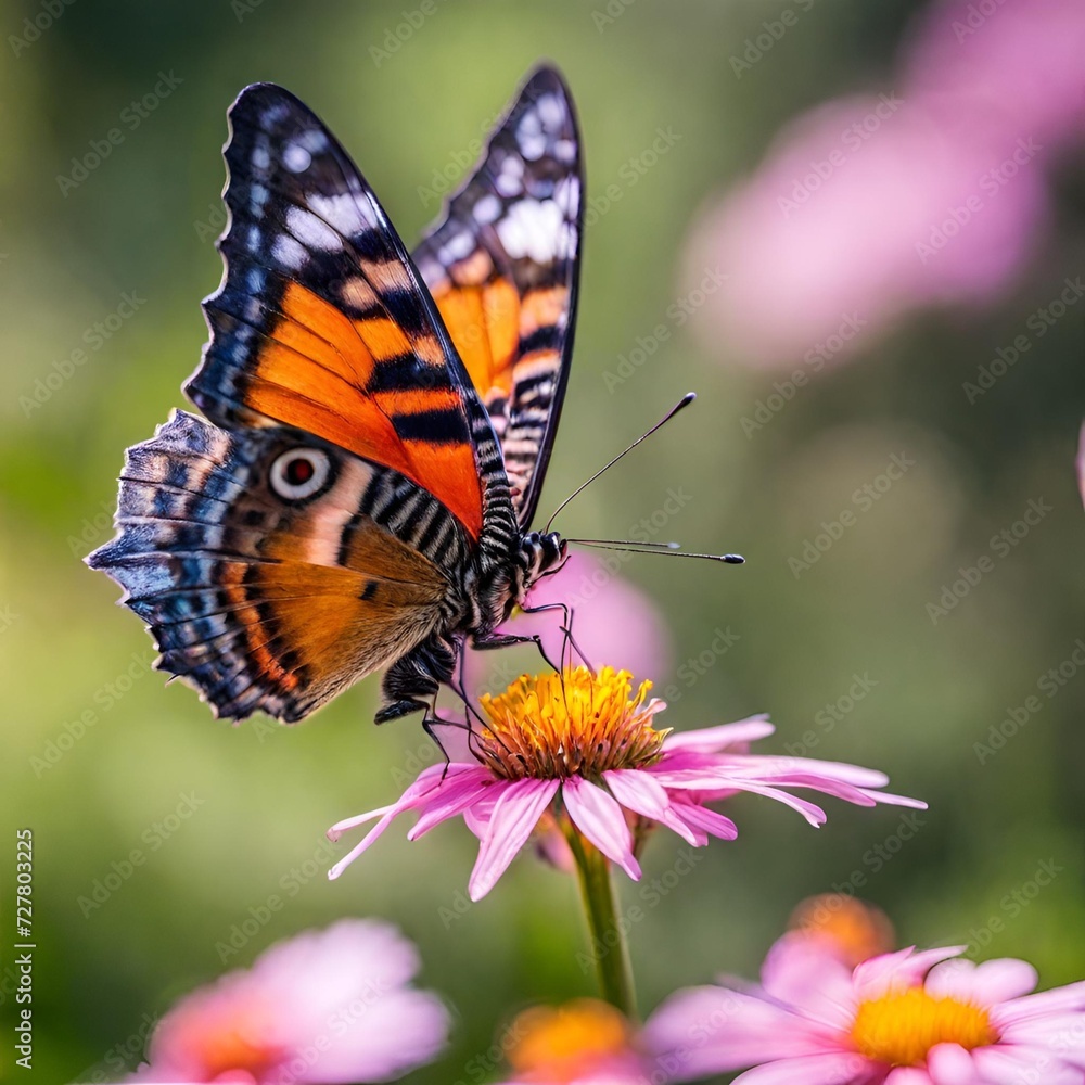 butterfly on a blooming flower - 1 butterfly on a blooming flower - 1