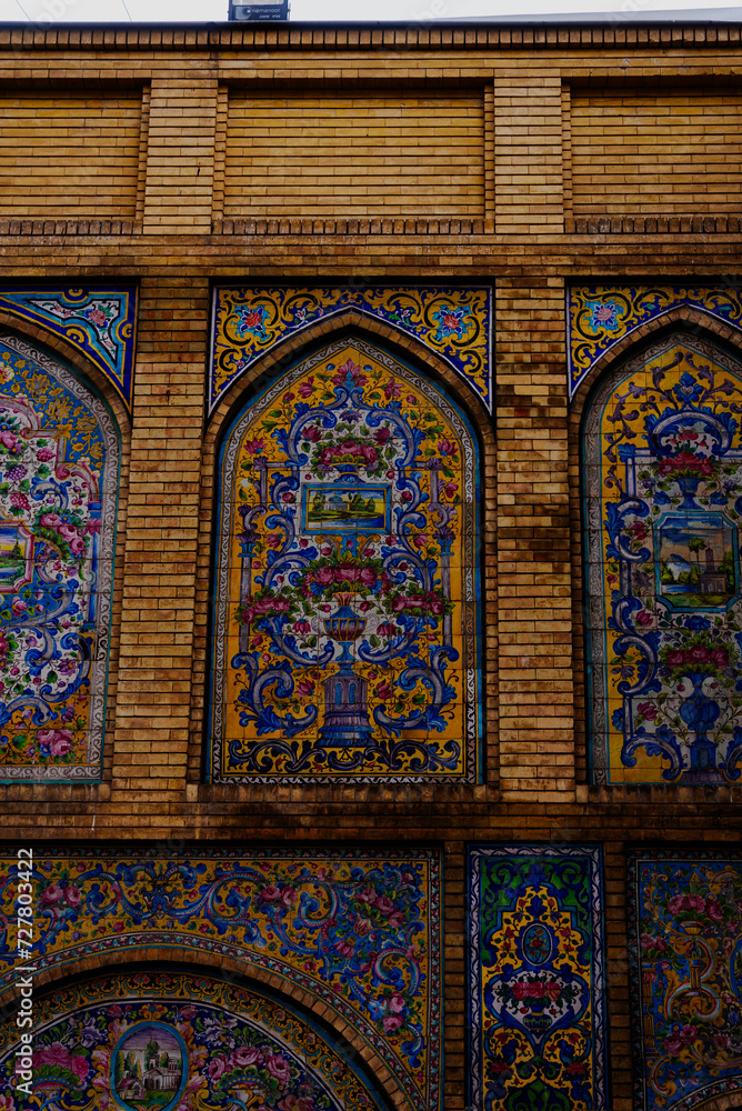 Edifice of the Sun of the royal palace Golestan oldest groups of buildings in persian capital, was rebuilt to its current form in 1865. Tehran, Iran.