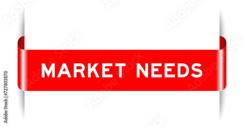 Red color inserted label banner with word market needs on white background