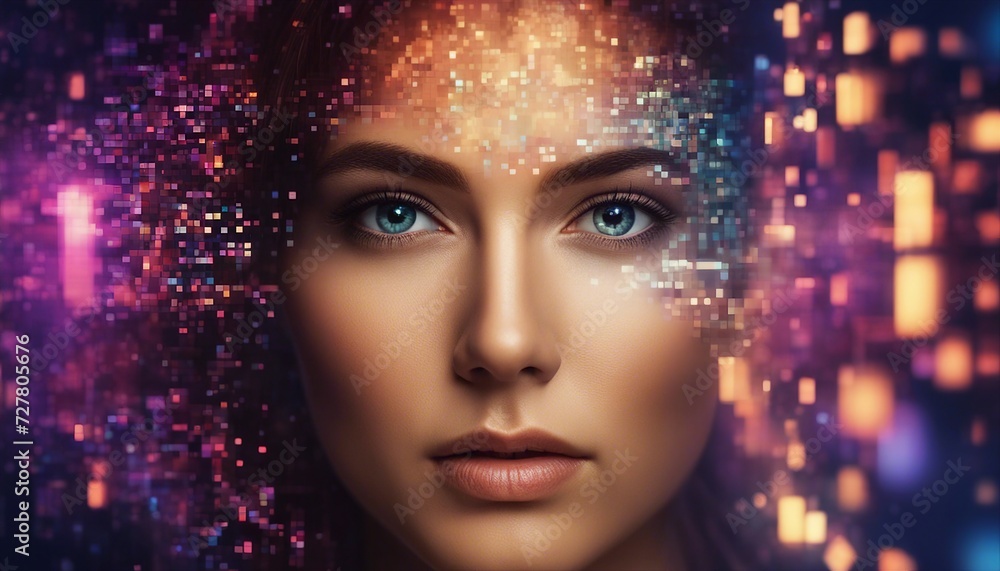 The human face is made up of vivid and mosaic-like digital pixels,
The human face is made up of vivid and mosaic-like digital pixels,