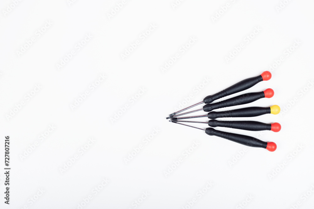 Colorful screwdrivers on a white background Colorful screwdrivers on a white background