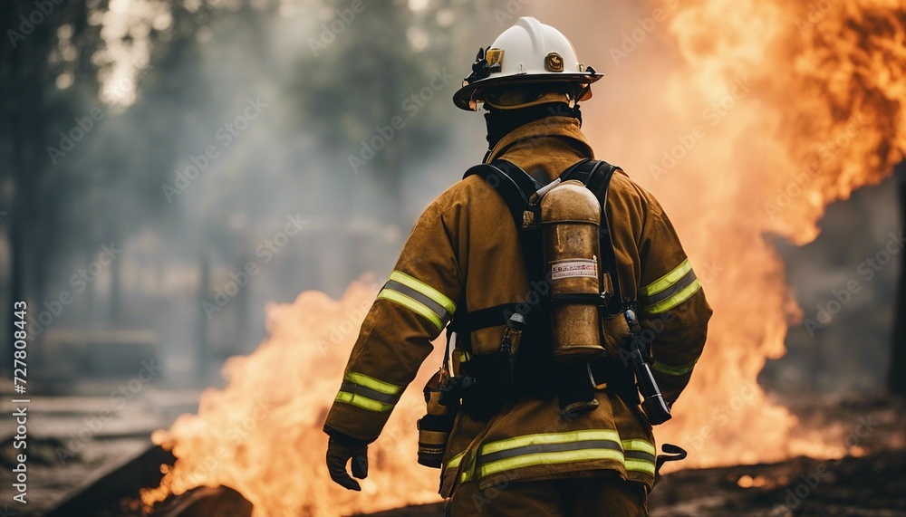 firefighter coming through the flames
firefighter coming through the flames