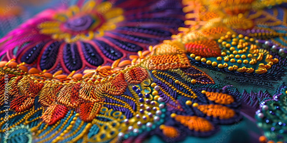Artistic Sewing: Close-up of Intricate Sewing Patterns and Designs, Showcasing the Artistry of Handcrafted Textiles Artistic Sewing: Close-up of Intricate Sewing Patterns and Designs, Showcasing the Artistry of Handcrafted Textiles