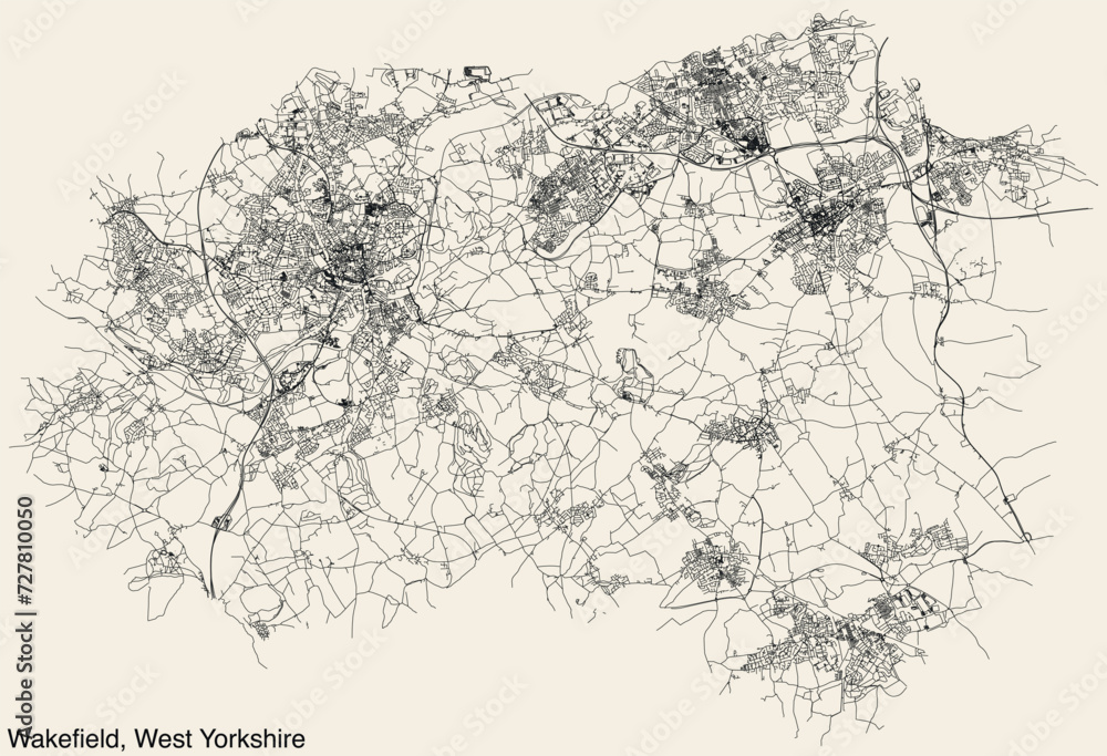 Street roads map of the METROPOLITAN BOROUGH AND CITY OF WAKEFIELD, WEST YORKSHIRE Street roads map of the METROPOLITAN BOROUGH AND CITY OF WAKEFIELD, WEST YORKSHIRE