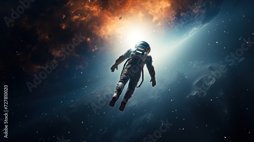 an astronaut floating in outer space