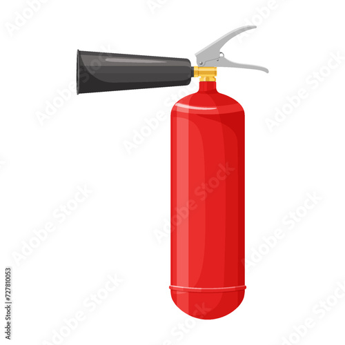 ?arbon dioxide fire extinguisher with nozzle isolated on white background. Portable fire extinguishing equipment from fire department. Professional tool. Realistic 3D vector illustration
