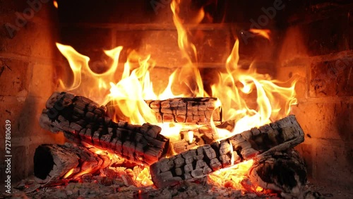 Fireplace at home for relaxing evening. Cozy Fireplace Night . Asmr sleep