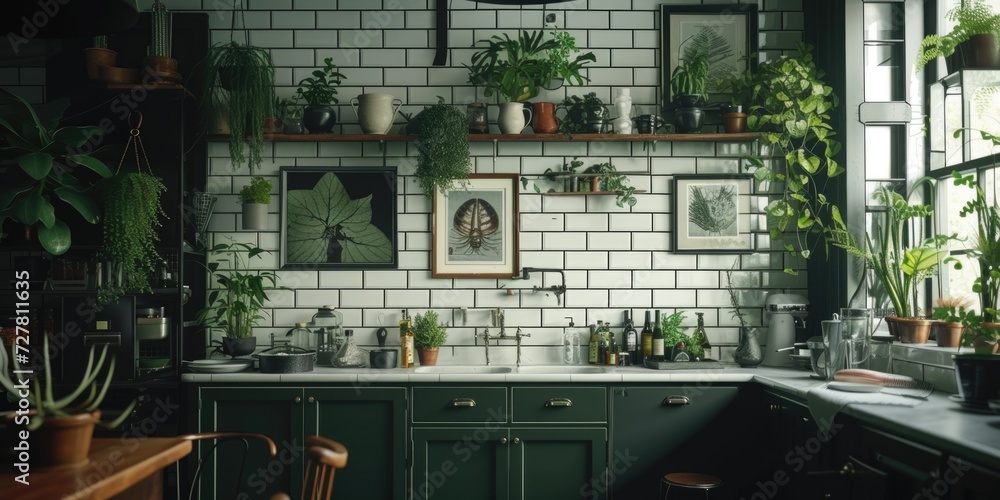 A kitchen filled with lots of green plants. Perfect for adding a touch of nature to any indoor space