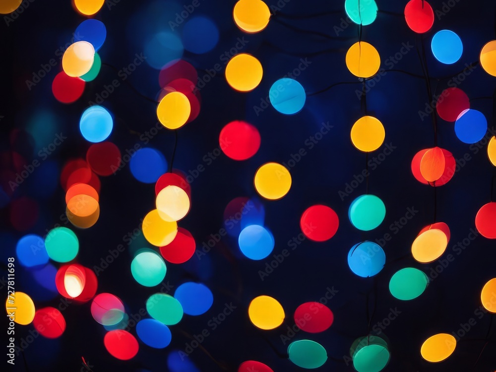 christmas bokeh lights over dark blue background, holiday illumination and decoration concept christmas bokeh lights over dark blue background, holiday illumination and decoration concept