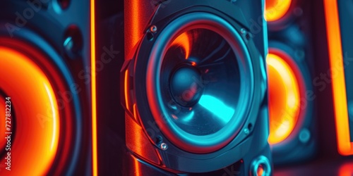 A detailed view of a pair of speakers. Perfect for music-related projects or advertisements