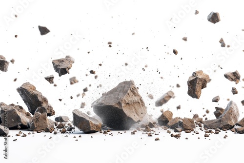 Rocks falling off the ground, caution advised. Suitable for illustrating danger or natural disasters © Fotograf