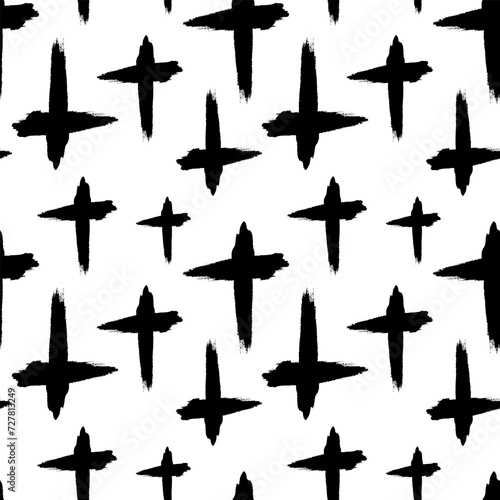 vector crosses seamless pattern on white background.