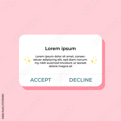 iphone notification popup with updated check mark. Smartphone Warning or Message Interface. Vector illustration. Android. photo