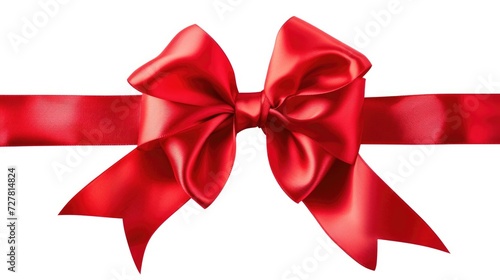 A red ribbon with a big bow. Perfect for adding a festive touch to any occasion