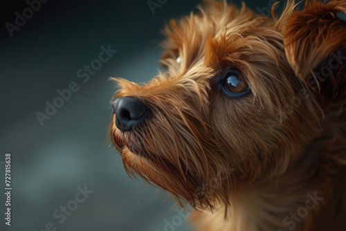 A close-up view of a brown dog with striking blue eyes. Perfect for animal lovers and pet-related projects