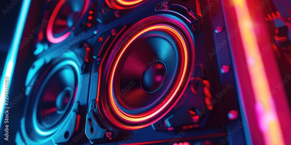 Fototapeta premium A detailed close-up of a speaker mounted on a wall. Perfect for illustrating sound systems or audio technology