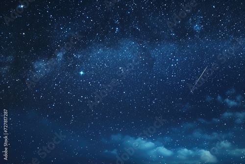 A captivating image of a night sky filled with shining stars and fluffy clouds. Perfect for use in astronomy articles or as a background for dreamy designs photo
