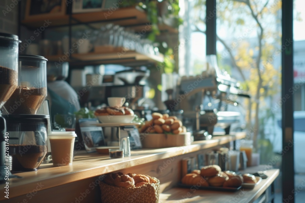 A bustling coffee shop filled with a wide selection of aromatic coffee and delicious pastries.