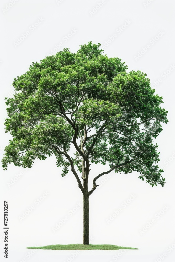A picture of a single tree with vibrant green leaves on a white background. Ideal for various design projects A picture of a single tree with vibrant green leaves on a white background. Ideal for various design projects