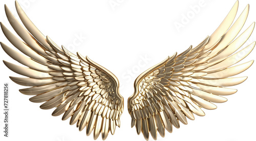 Gold wing isolated on transparent background. royal luxury wings. Generative AI. photo
