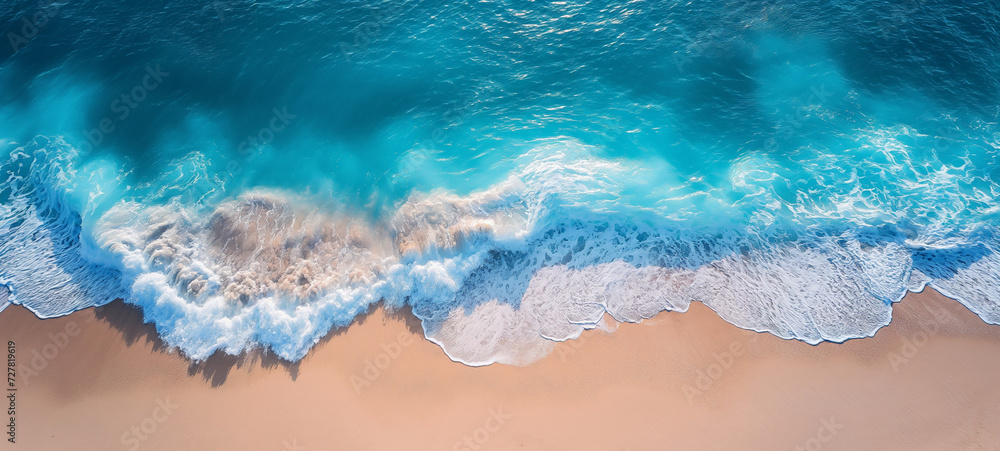 Turquoise Beach Paradise with Abstract Snowflake Background, top view Turquoise Beach Paradise with Abstract Snowflake Background, top view
