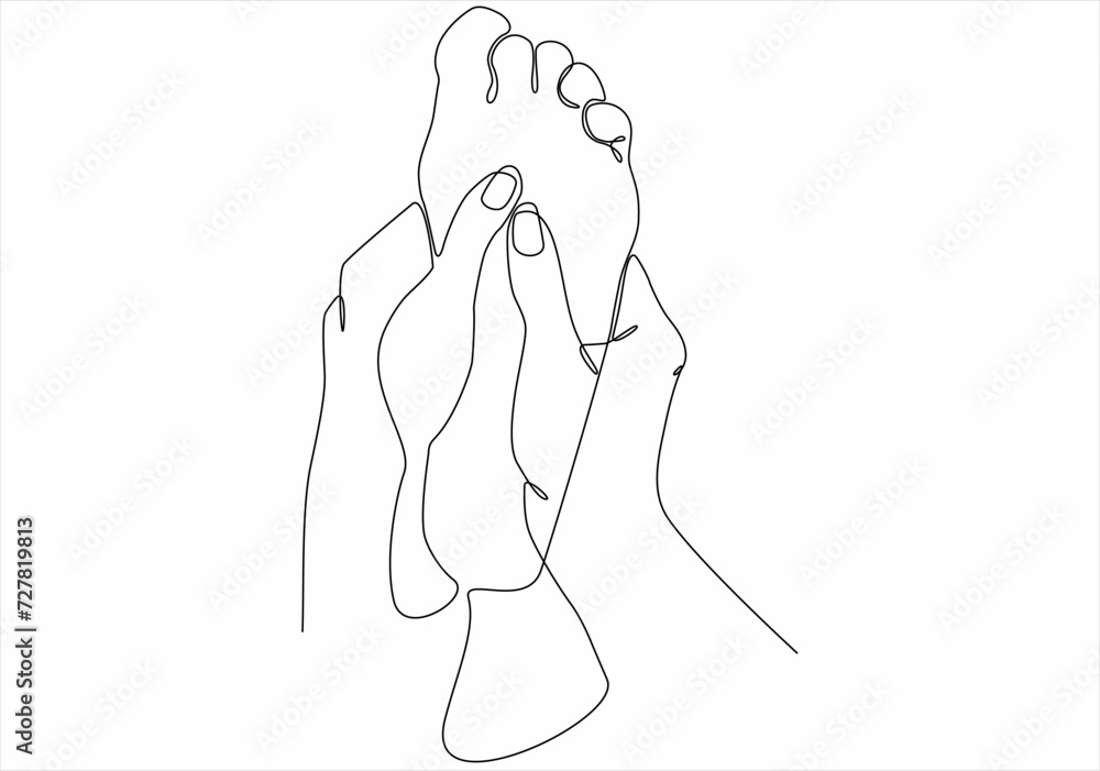 continuous line of hands massaging feet continuous line of hands massaging feet