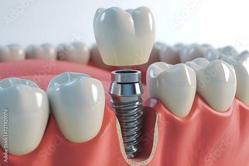 Orthodontic tooth implant isolated on background. 3D illustration of dental prosthesis.