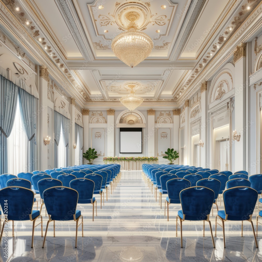Hall concept with classic building architecture style for events. AI generated image