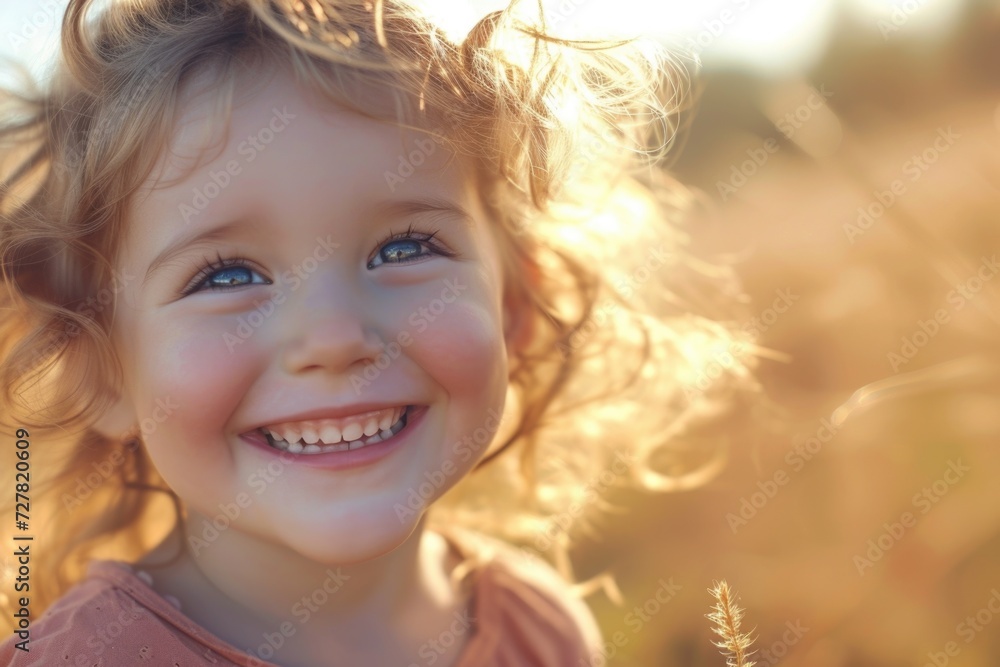 A joyful little girl with a bright smile in a field of tall grass. Perfect for capturing the innocence and happiness of childhood. A joyful little girl with a bright smile in a field of tall grass. Perfect for capturing the innocence and happiness of childhood.