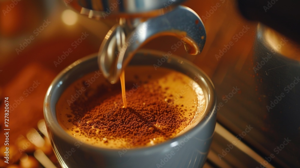 A close up view of a cup of coffee. Perfect for coffee lovers or coffee shop promotions